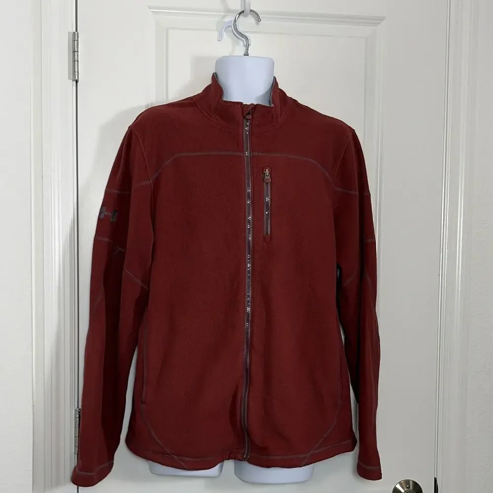 Under Armour Men's XL Red Full-Zip Fleece Track Jacket Stand-Up Collar Pockets